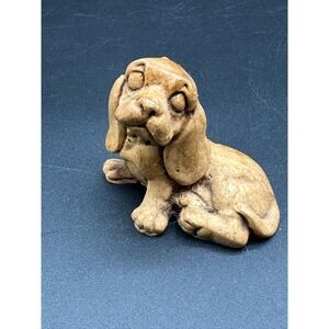 Vintage Basset Hound Dog Figurine Ceramic Made in Mexico Sad Eye Puppy Decor